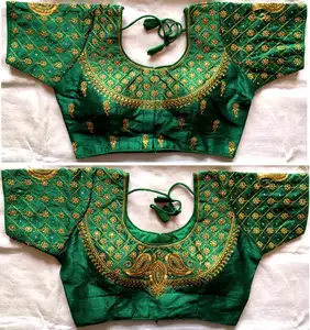 インドの厚手のシルク生地刺繍シーケンスワークサリーブラウスレヘンガブラウス女性用