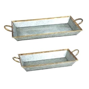 Venta caliente Bandeja de diseñador de metal de aluminio fundido para la venta Bandeja de servicio en relieve de oro de fundición de aluminio al por mayor de la India - Product Image 5