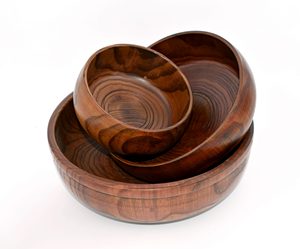 Cuenco de madera Natural sin pulir, cuenco de madera para ensalada, tazón de estilo con 3 piezas y tamaño personalizado - Product Image 3