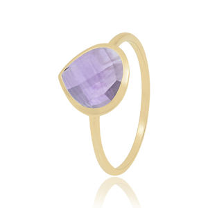 Design classique solide 925 argent sterling améthyste naturelle bague en pierre précieuse en gros argent plaqué or fabricant en gros - Product Image 2