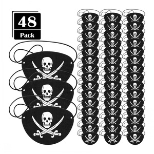 Parches de un ojo de pirata de fieltro negro para Halloween, Navidad, fiesta temática pirata, 48 piezas - Product Image 1