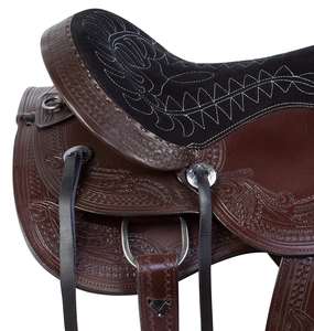 Conjunto de Silla de Montar Occidental de Cuero Genuino Premium, Duradero, con Herrajes de Acero Inoxidable (Tamaño del Asiento 14-18 Pulgadas), Varios Colores y Tamaños - Product Image 5