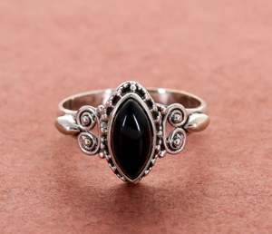 Bague à la mode en argent Sterling 925 faite à la main pierre précieuse en onyx noir naturel classique IGI certifié anniversaire pavé réglage fête - Product Image 2