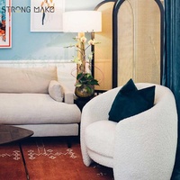 Fauteuil de salon confortable de style nordique moderne du milieu du siècle, fauteuil d'appoint en sherpa, meubles de salon en gros, fauteuil individuel
