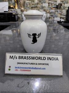 อุปกรณ์งานศพทำจากอลูมิเนียมสำหรับเผาหน้าแมวสีเขียวภาพวาดด้วยมือ - Product Image 6