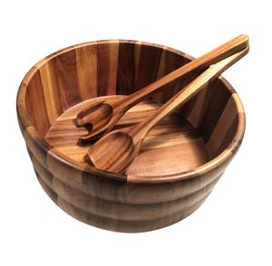 Bol de service en bois antique, écologique, en bois naturel, fourchette, cuillère, bol à salade pour la vaisselle, produit chaud en emballage carton - Product Image 5