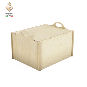 Cestino grande italiano di alta qualità EUROSUD in legno di betulla larghezza 50 cm con sistema ad incastro facile per negozi - Product Image 1