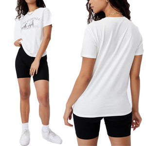เสื้อยืดคอตตอน100% ทรงสลิมฟิตสำหรับผู้หญิง,ดีไซน์กราฟฟิกคอลเลกชันฤดูร้อน - Product Image 5