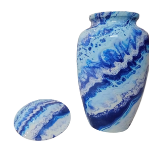 Urne funéraire pour adulte Kayna Export, imprimé vague océanique, style américain, biodégradable, 200 pouces cubes, couleur personnalisée pour enterrement funéraire - Product Image 1