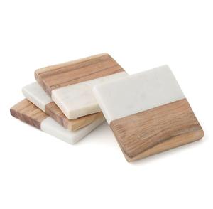 ชุดที่รองแก้วชาไม้และอีพอกซีเรซิน,ที่รองแก้วชา4ชิ้นสำหรับตกแต่งบ้านโรงแรมร้านอาหารเครื่องใช้บนโต๊ะอาหาร - Product Image 5