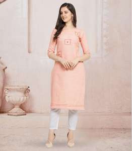 Designer Party Wear Latest Formal Half Sleeve <b>Cotton</b> Silk <b>Fabric</b> Indian Women Ready to Wear Kurti Low Price Ethnic Garment Apparel - Product Image 6