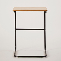 Table basse industrielle moderne en métal et bois d'acacia pour salon - Table d'appoint multifonctionnelle