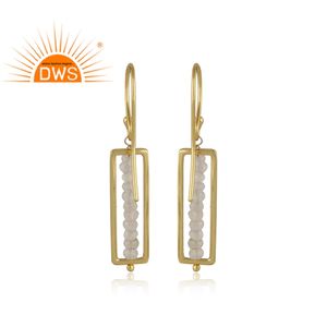 925 argent pierre de Lune Arc-En-Ciel Naturel Belle Boucle D'oreille Manufacturer18k Plaqué Or Bijoux Fournisseur - Product Image 3