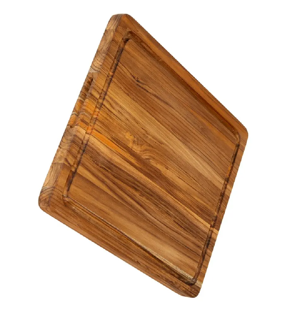 Rectangle Teak Cutting Board With Hand Grip For Kitchen Tools Natural Wood Color