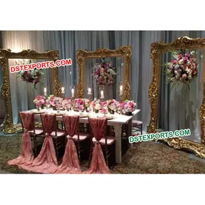 Painéis de moldura de fotos de palco, mais novo design de casamento, quadrado, de fibra dourada, painel de fundo elegante dourado