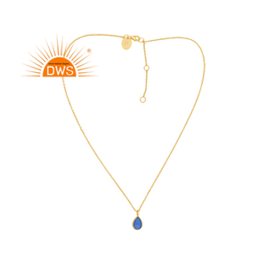 Collar con colgante de piedras preciosas de Calcedonia azul natural para mujer, Plata de Ley 925, fabricante de joyería - Product Image 1