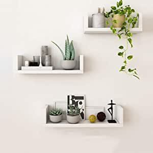 Set 3 Floating Wooden Traditional Convertible <b>Shelves</b> Wall <b>Shelves</b> for Living Room Bathroom <b>Bedroom</b> Office Dining - Product Image 2