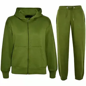 Plain sweat suits green tracksuits jogging breathable fabric customized wholesale comfortable soft sweat suits for men women
