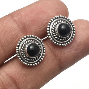 Boucles d'oreilles en argent Sterling 925 faites à la main belle pierre précieuse d'onyx noir naturel pour les mariages fiançailles approvisionnement en gros - Product Image 2