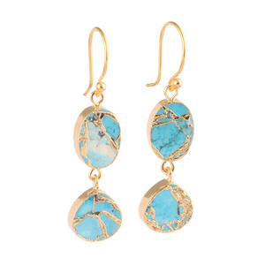 Genuine Fashion Latest Designs Blue Moahve Copper Turquoise <b>Earring</b> <b>Gold</b> Electroplating Personalize Woman <b>Drop</b> Dangle <b>Earrings</b> - Product Image 3