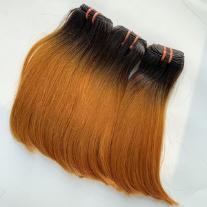 Extensiones de cabello Remy vietnamita liso naranja, 3 mechones con cierre, extensiones de cabello virgen, ventaja de estilo, cabello humano coloreado - Product Image 1