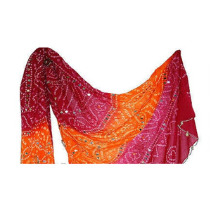 Jaipuri Cotton Dupatta Red and Yellow Color - Product Image 5