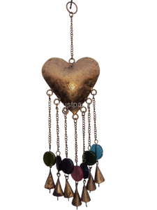 Carillón de viento colgante de pared de latón para decoración del hogar, cuentas de color hechas a mano - Product Image 5