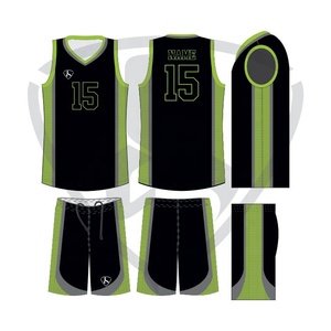 Custom Sublimated Basketball Uniforms Black Green Mesh Jersey Shorts Set Moisture Wicking Unisex Adult Athletic Wear - Product Image 6