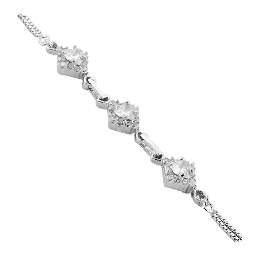 Meilleur Bracelet en argent 925 avec zircon cubique CZ le plus à la mode Bijoux chaînés de pierres brillantes rondes à coupe géométrique