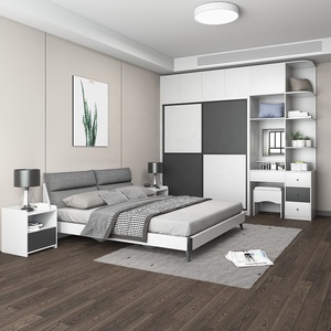 Muebles de dormitorio de Material de madera de diseño moderno para Hotel, cama de tapicería moderna para hoteles y albergues - Product Image 1
