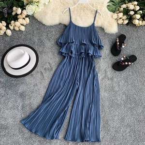 ชุดจั๊มสูทแขนกุดมีจีบสไตล์โบฮีเมียนสำหรับผู้หญิง,ชุดแฟนซีโบฮีเมียนดีไซน์เนอร์สีแดงสำหรับผู้หญิงราคาถูก - Product Image 4