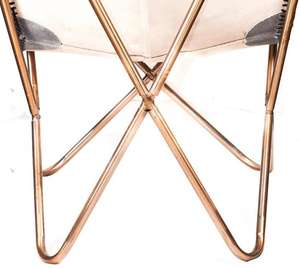 Chaise papillon en cuir véritable avec cadre en métal Chaise papillon de maison - Product Image 4