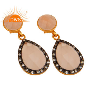 Pendientes de Calcedonia Rosa Facetada Hechos a Mano en India, Joyería de Piedras Preciosas, Colección Clásica del Fabricante - Product Image 2