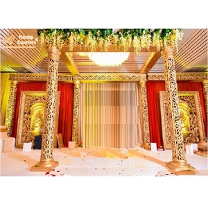 Indian Golden Carved Wedding Mandap Decoration Customized Traditional Fiberglass Professional Lightweight Mandap Setup Australia - Product Image 1