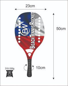 ไม้เทนนิสชายหาดและไม้พาเดลแบบสั่งทำพิเศษ หน้าไม้คาร์บอนไฟเบอร์ น้ำหนัก 310-330 กรัม ความยาว 50 ซม. โลโก้และสีแบบผสมผสาน - Product Image 1