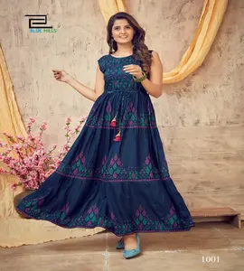 Nieuwste Katoen M L Xl Xxl Fancy Lange Kurti Designer Anarkali Kurtis Voor Dames India 2023 Vrijetijdskleding