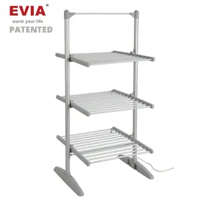 Evia 3 Tier Verticale Elektrische Doek Hanger Drogen Verwarmde Vouwen Wasdroger