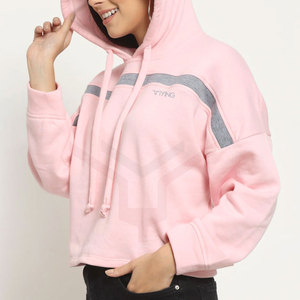 Wholesale Winter Cotton Polyester Crop <b>Top</b> Hoodie Oversized Long Sleeve Casual Women Crop <b>Top</b> Hoodie - Product Image 3