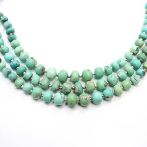 Cuentas sueltas de turquesa de Arizona Natural, piedra preciosa de plata con forma redonda lisa de 8 pulgadas para la fabricación de joyas - Product Image 2