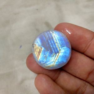 Pierre de lune avec pendentif en forme de goutte d'eau, cabochon rond et plat, anneau en acier inoxydable, argent sterling 925, pierres précieuses, ample, 25mm - Product Image 4