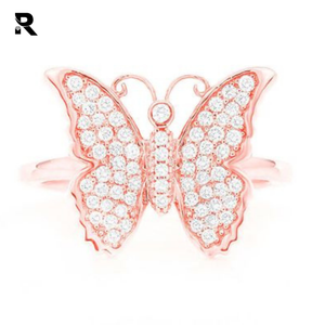 0.40ctw Round Brilliant Cut Diamond <b>Butterfly</b> Ring 14k Rose White Yellow Gold <b>Butterfly</b> Diamond Jewelry for Female - Product Image 3