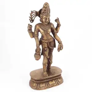 수제 여러 가지 빛깔의 황동 Ardhanarishvara 조각 입상 동상 문 조각 장식 선물 항목