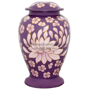 Brass Hand Painted Flower Urns - CRU-1040 - Product Image 2