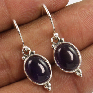 Pretty Oval Cut Amethyst Gemstone <b>Earring</b> In Bezel Set Made From 925 Solid Sterling Silver Women Everyday Wear Handmade Jewelry - Product Image 2