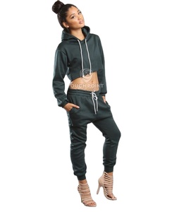 2022 Logo personnalisé femme formation 2 pièces hiver survêtement toile survêtement Vintage brodé motif patchs en gros - Product Image 1