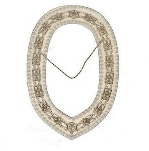 Dareuse-Set de tabliers du Grand maître disney, ensemble avec frange brodée en argent blanc et col en chaîne - Product Image 6