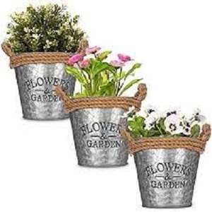 STYLISH GALVANIZED FLOWER PLANTER PREMIUM HIGH QUALITY GALVANIZED <b>HERB</b> PLANTER HOME & GARDEN GALVANIZED <b>POT</b> DECORATIVE PLANTER - Product Image 1