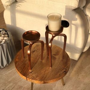 Handmade Gold <b>Black</b> Metal 3-Legged Candle Stand Elegant Glass <b>Holder</b> for Indoor/Outdoor Versatile Wedding Christmas Home Decor - Product Image 1