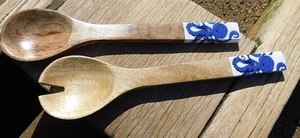 Servidores de ensaladas de madera, Mango liso, 30cm, para comida y ensalada - Product Image 5