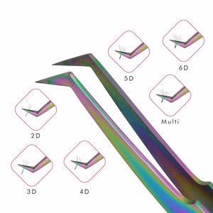 Pincettes multicolores pour Extension de cils, pinces à épiler, lisses, Type L, étiquette privée 75 degrés, pour Volume - Product Image 3